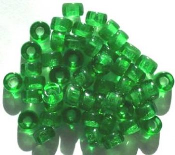 50 6x9mm Transparent Green Glass Crow Beads