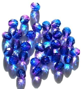 25 8mm Faceted Two Tone Sapphire Fuchsia Firepolish Beads