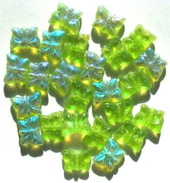 25 12mm Green AB Butterfly Beads