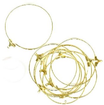 5 Pairs of 40mm Gold Finish Hoops