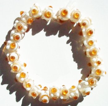 25 7mm Topaz & White Bumpy Glass Beads