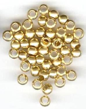 50 4x6mm Brushed Brass Round Metal Beads (3mm hole)