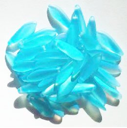 50 5x16mm Matte Transparent Aqua AB Dagger Beads