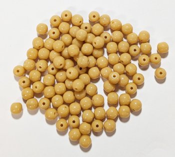 100 4mm Opaque Camel Beige Round Glass Beads