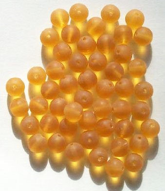 25 8mm Transparent Matte Topaz Round Glass Beads