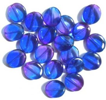 20 16mm Two Tone Sapphire Fuchsia Wavy Disks