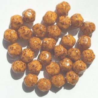 30 10mm Ruffled Round Caramel with Speckles