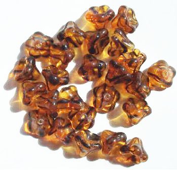 25 11mm Transparent Topaz Tortoise Bell Flower Beads