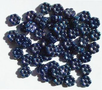 50 8mm Opaque Dark Blue Lustre Flower Beads
