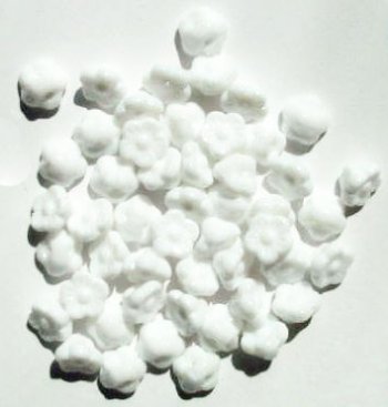 50 8mm Opaque White Button Flower Beads