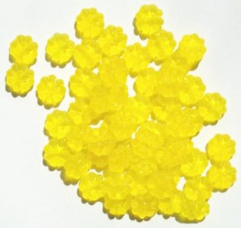 50 9mm Transparent Matte Yellow Daisy Beads