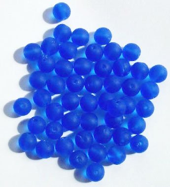 25 8mm Transparent Matte Sapphire Round Glass Beads