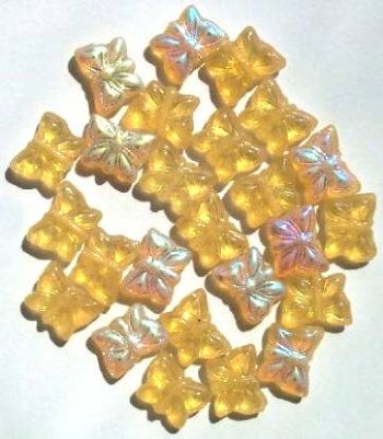 25 12mm Light Topaz AB Butterfly Beads