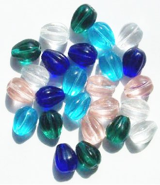 25 11x9mm Transparent Grooved Drop Bead Mix Pack