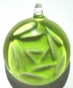 1 29mm Round Green Lampwork Pendant