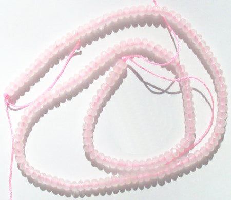 16 inch strand of 3x4mm Faceted Rondelle Rose Quartz