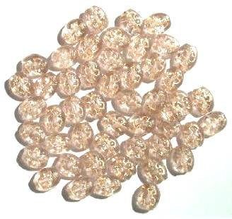 60 8x6mm Flat Oval Rosary - Rose with Gold Dove