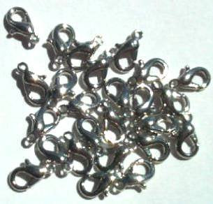 25 10mm Rhodium Plated Lobster Claw Clasps