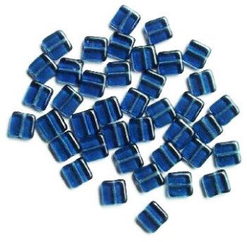 40 8mm Montana Blue Flat Square Glass Beads