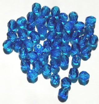 50 6mm Faceted Two Tone Blue & Aqua Beads
