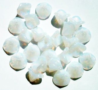 25 9mm Milky White Opal Three Petal Flower Drop Beads
