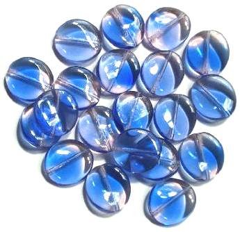20 16mm Two Tone Lt Sapphire Pink Wavy Disks