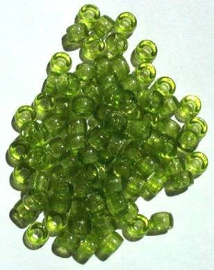 100 4x6mm Crow Beads Transparent Olive