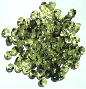 100 4x6mm Transparent Olive Tortoise Glass Crow Beads