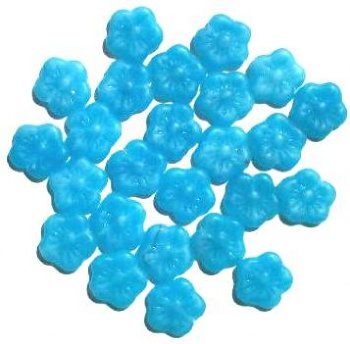 25 15mm Matte Aqua Marble Flower Beads