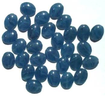 30 12x9mm Flat Oval Blue Grey Marble