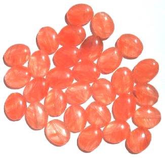 30 12x9mm Flat Oval Orange Marble