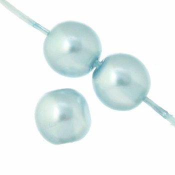 16 inch strand of 6mm Light Blue Round Glass Pearl Beads