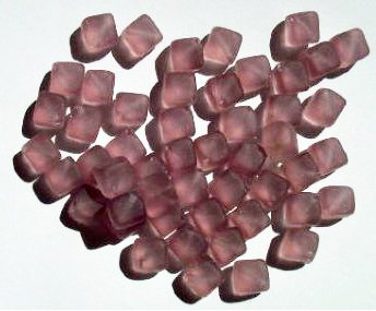 50 8mm Diagonal Hole Matte Light Amethyst Cube Beads