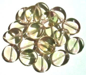 20 16mm Two Tone Green Pink Wavy Disks