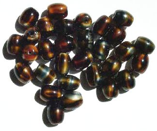 30 11mm Satin Topaz Tortoise Oval Beads