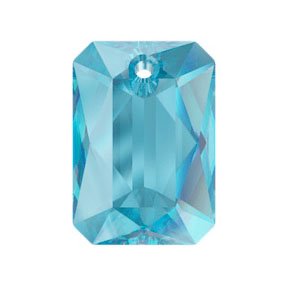 1, 16x11.5mm Aqua Swarovski Emerald Cut Pendant