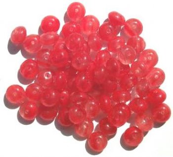 60 6x9mm Crystal & Red Marble Glass Spacer Beads