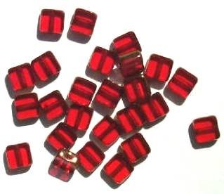 25 6x6x3mm Red with Bronze Edge Windows