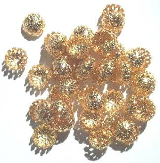 50 4x8mm Gold Plated Filigrae Bead Caps