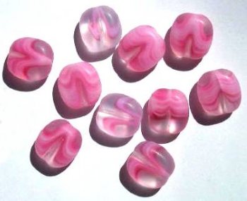 10 16x15x8mm Matte Pink, White & Clear
