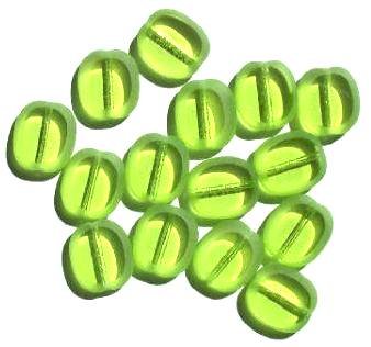 10 14mm Flat Cut Oval Window Bead Green