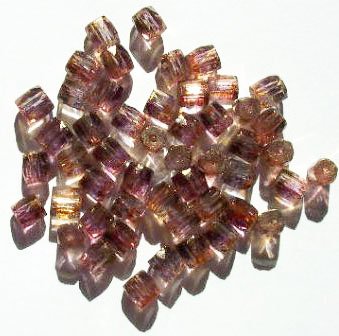 50 6x6mm Ornelia Cut Purple Golden Lustre Beads