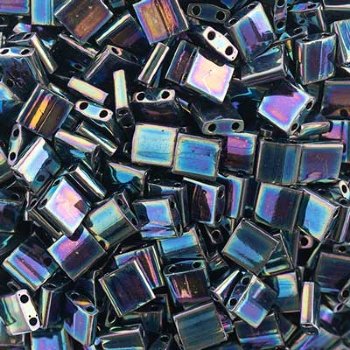 TL0455 5.2 Grams Opaque Dark Blue Iris Two Hole Miyuki Tila Beads