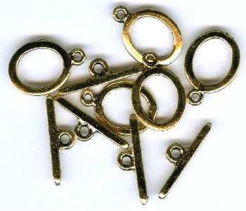 5 16mm Antique Gold Plain Oval Toggle Clasps