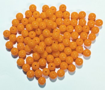 50 6mm Opaque Orange Round Glass Beads