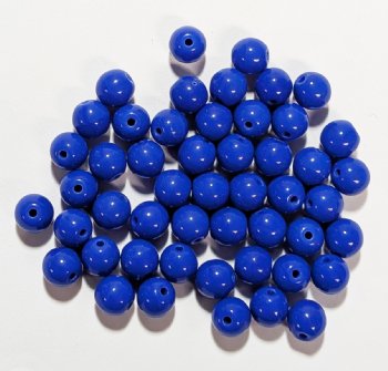 50 6mm Opaque Royal Blue Round Glass Beads