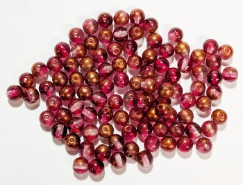 50 6mm Round Fuchsia Copper Half Coat Glass Beads