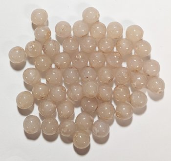 50 6mm Coated Translucent Oyster Beige Round Glass Beads