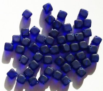 50 8mm Diagonal Hole Matte Cobalt Cube Beads