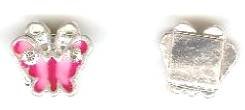 1 10x11mm Silver with Pink/Red Epoxy Butterfly Slider
